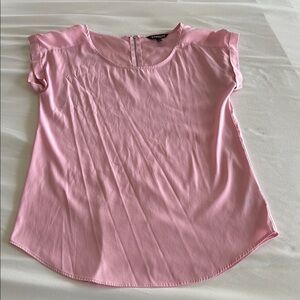 Express Pink Fitted Flutter Sleeve Top